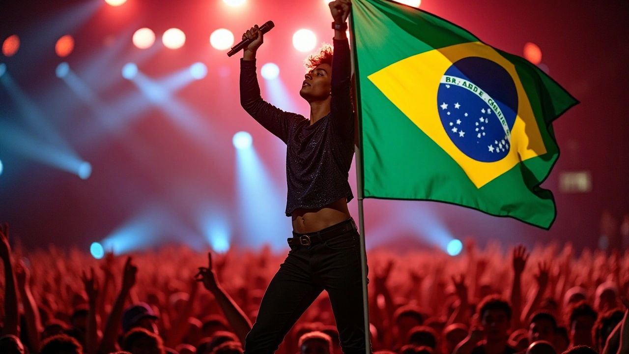 Bruno Mars Encanta Fãs no Brasil Segurando a Bandeira Nacional em Turnê Inaugural